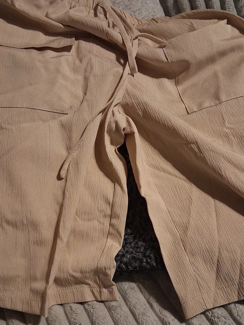 Women's Beige Drawstring Casual Shorts